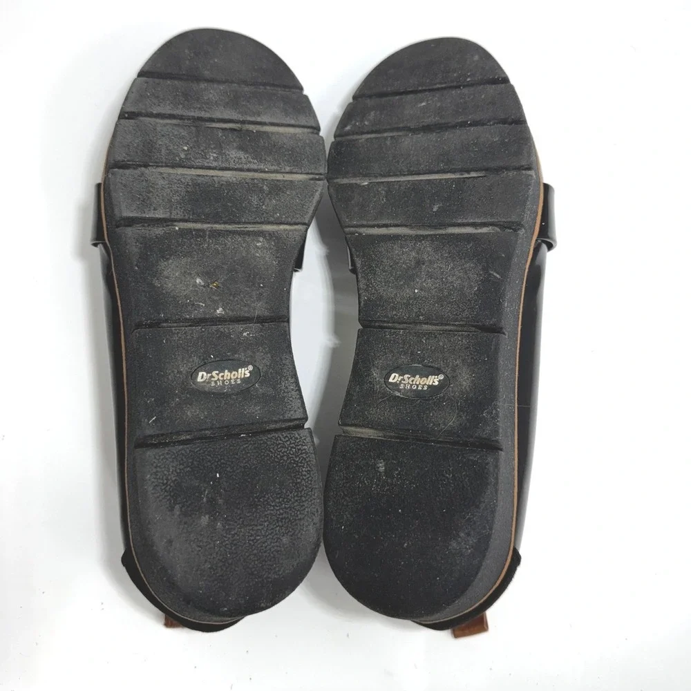 Dr Scholls Womens Black Patent and Suede Platform Lug Sole Loafers Size 7.5M